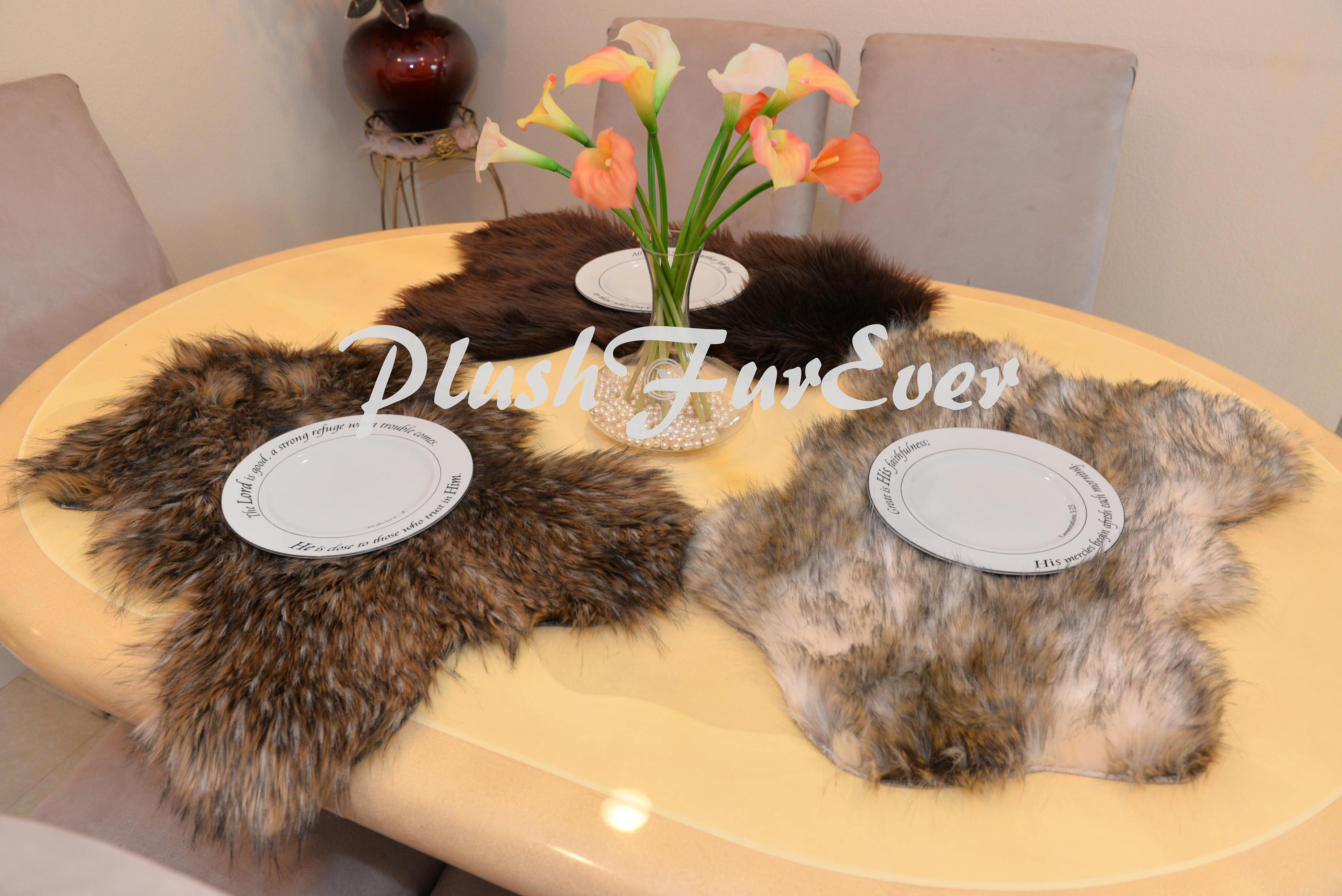New Fur PLACEMATS or Centerpieces Plush Faux Fur Table Mats Etsy