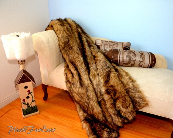 Clearance 20 Off Black Tip Wolf Fur Throw Lodge Cabin Etsy
