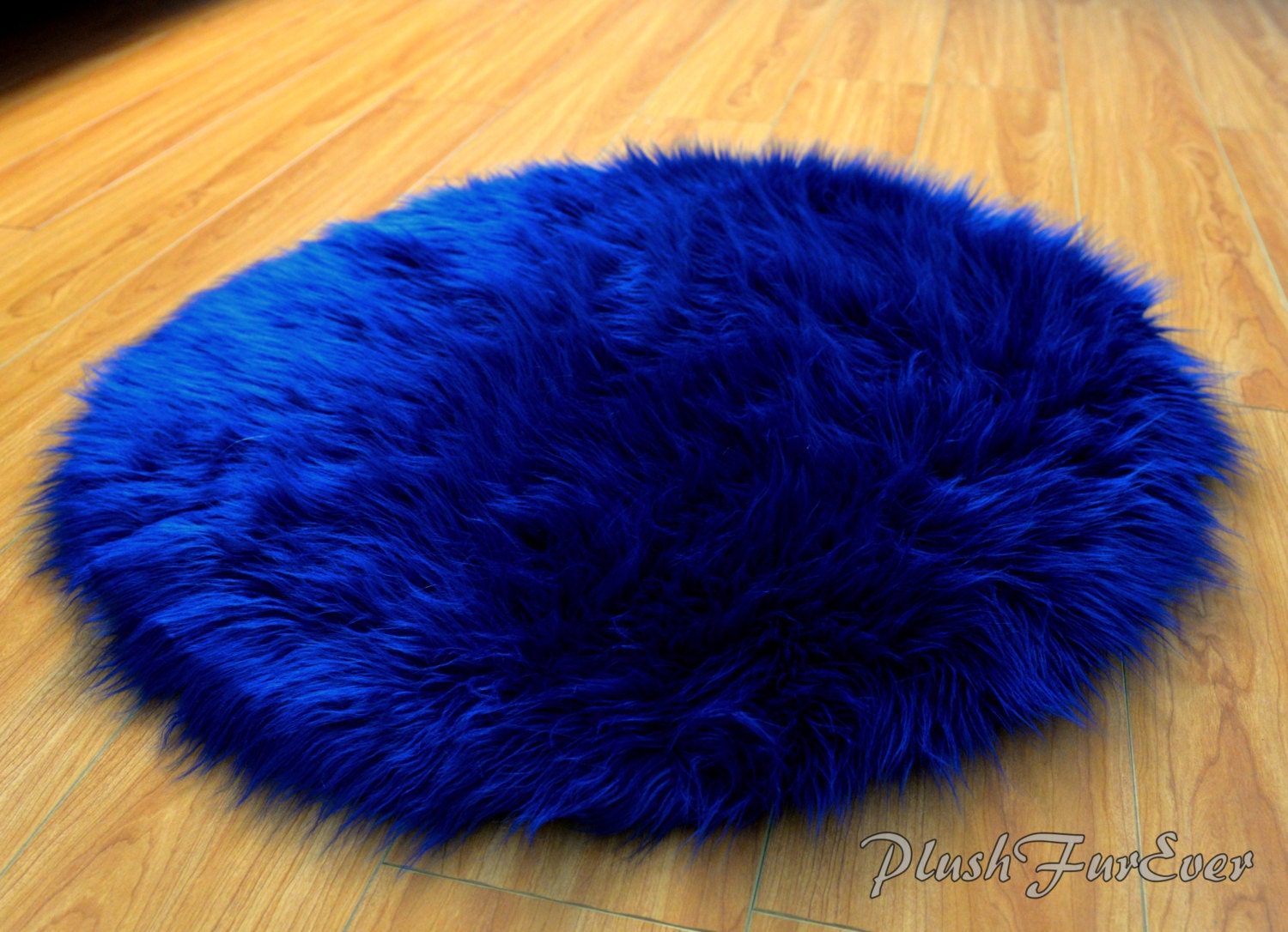 Navy Blue Luxury Shaggy Fur Extreme Plush Faux Fur Round Rug Etsy