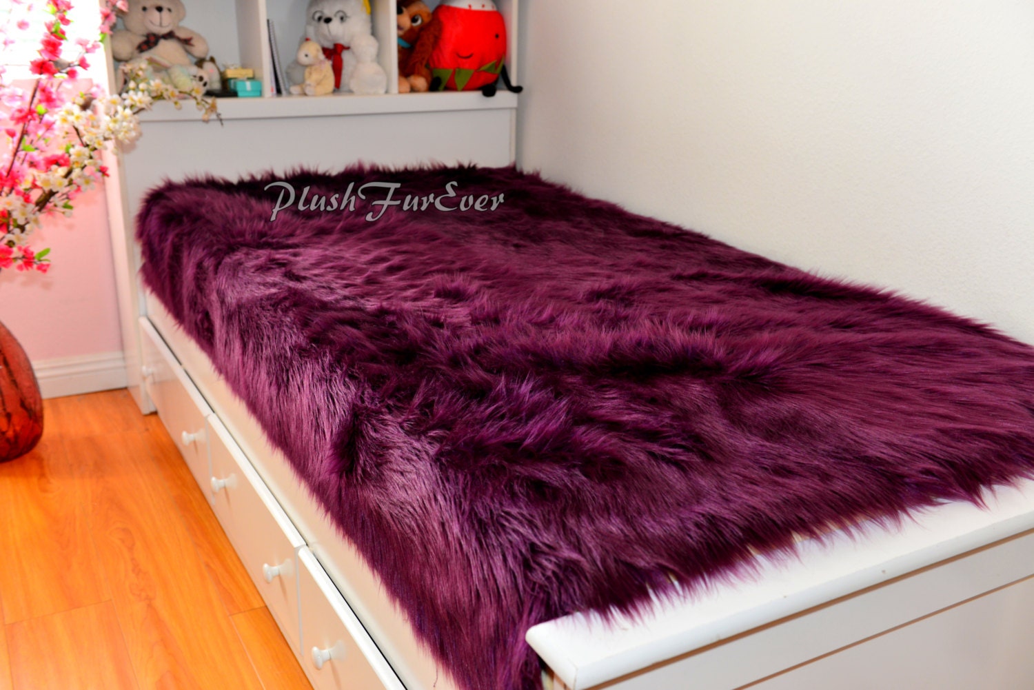 Lavender Eggplant Color Faux Fur Bedspread Bed Throw Comforters