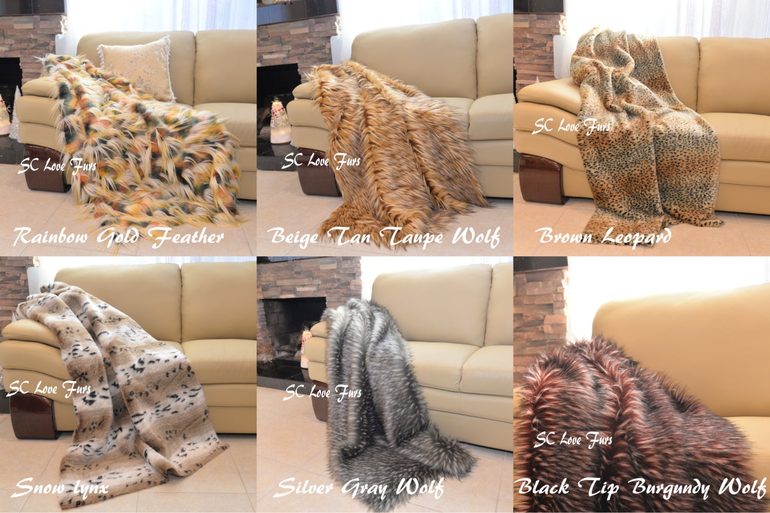 New Arrivals Wolf Leopard Lynx Exotic Faux Fur Plush Elegant