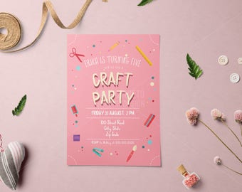 Zaproszenie na imprezę rękodzielniczą, urodziny w stylu Arts & Crafts (plik cyfrowy)