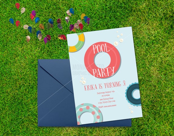 Printable Pool Party Birthday Party Invitation / Baby Shower / Boy and Girl Invitation Il_570xn