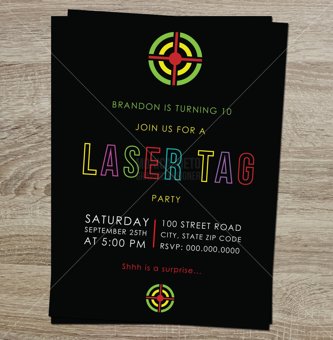 Printable Laser Tag Birthday Party Invitation / Boys Birthday ...