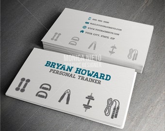 Custom Printable Personal Trainer Business Card Template/ Fitness Coach Business cards/ Fitness Trainer/CUSTOM DIGITAL FILES