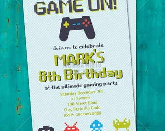 8-Bit Video Game Birthday Invitation (Digital Download)