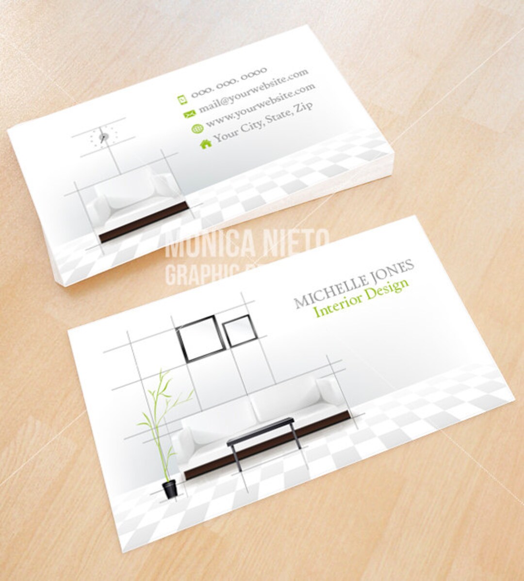Custom Printable Interior Design Business Card Template/ Interior Designer / Interior Decorator - Etsy