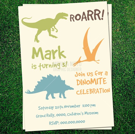 Printable Dinosaur Birthday Party Invitation/ Roarr Invitations/ Boys Invitations/ Dino Boy Birthday Invitation Il_570xn