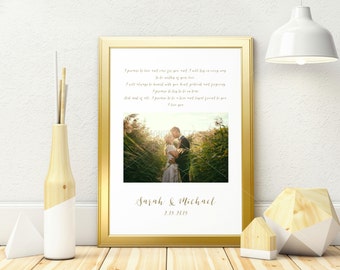 Custom Wedding Vows Calligraphy Printable/ Anniversary Gift/ Wedding Vow Print/  Wedding Anniversary Vow Print, Wedding Vow Personalized