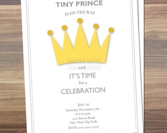 Royal Prince-babyshoweruitnodiging, aanpasbaar (digitale download)