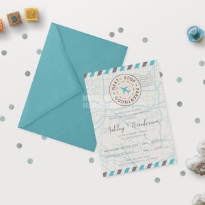 Oh, i posti in cui andrai Baby Shower Invitation / Mappa del mondo baby shower / Viaggio Baby Shower / Avventura attende / Ragazzo o ragazza
