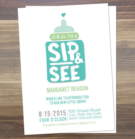 Printable Sip and See Baby Shower Invitation/ Boy or Girl Invitation Il_570xn