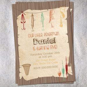 Fishing Birthday Invitation/ Little Fisherman birthday party /Rustic Outdoor Fisherman Party Invite/ Fishing Party Invite