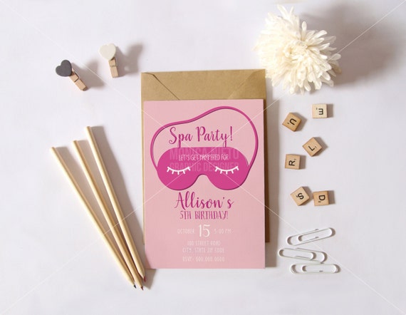 Spa Birthday Party Invitation Salon Party Invitation Girls