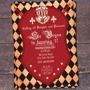 Faire-part d&#39;anniversaire personnalisé imprimable chevalier