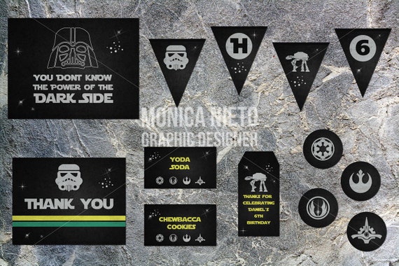Printable Star Wars Birthday Party Decoration Collection/ Darth Vader/ Yoda/ Stormtrooper/ Jedi Training Il_570xn