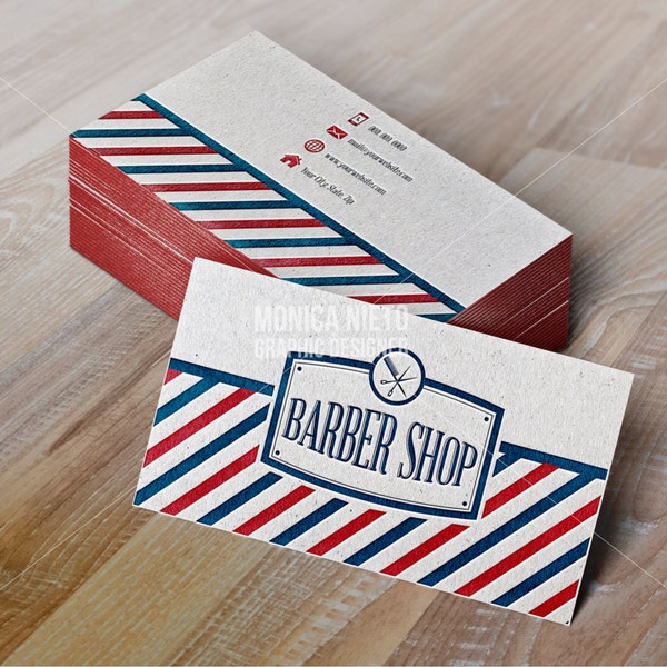 Printable Vintage Barber Shop Business Cards/ Vintage Hair Stylist Business Card/ Barber Shop pole