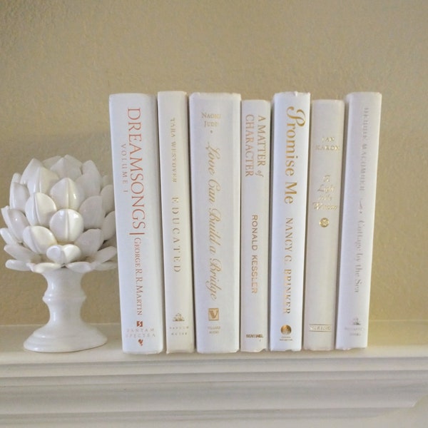 White Decorative Books Etsy