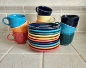 SALE Two sets of Fiesta tea cups and saucers, new never used, choose your colors, discontinued colors, collectible drinkware