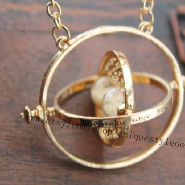 Hourglass Time Necklace Harry Potter Time Turner Necklace The Golden Snitch Jewelry Popular Antique Gift