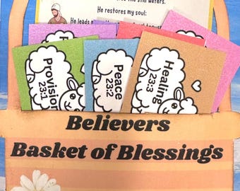 Psalm 23 Basket of Blessings Pocket and Journaling Cards.  Digital Download Printable