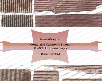 Corrugated Cardboard-9 Pages of Assorted sized pieces plus 2 Tags and 2 Pockets--Digital Download Printable