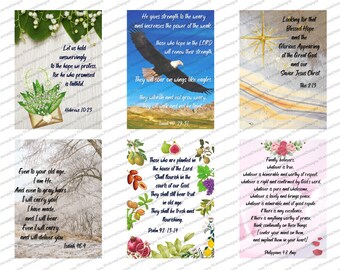 Scripture Journaling Cards -Six (6) Handmade Printable- Digital Download with Bonus Lined Background sheet.