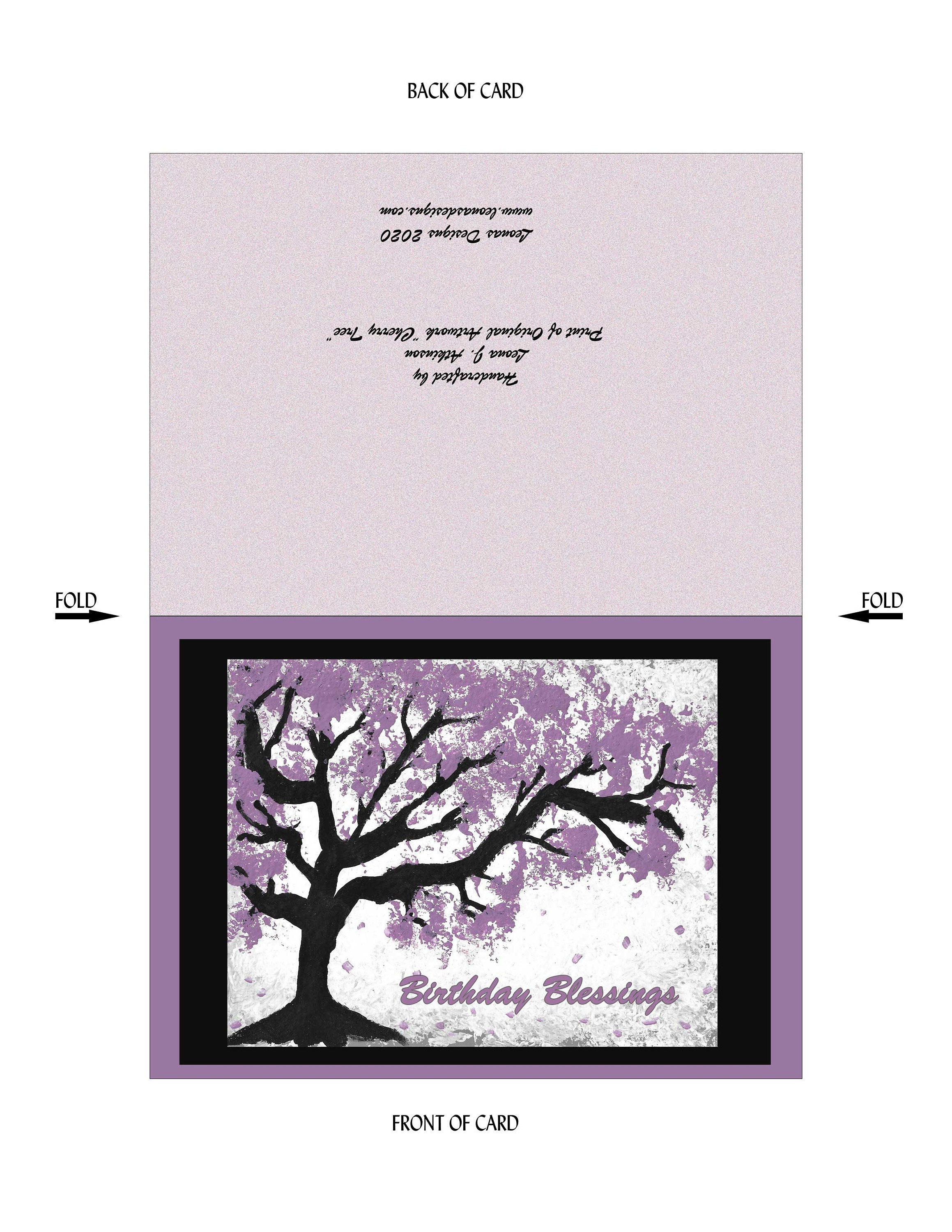 Printable Handcrafted Birthday Blessings Cherry Tree Card And Etsy