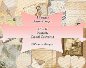 Vintage Journal Pages #1 - Printable 8.5x11 Journal Pages--Digital Download