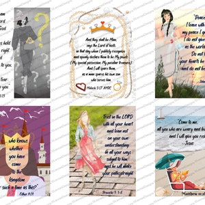 Schriftjournaalkaarten - Zes (6) handgemaakte afdrukbare - Digitale download met bonusgevoerd achtergrondblad.