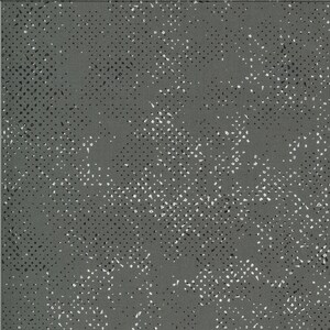 May include: A gray fabric with a white and black speckled pattern. The pattern is made up of small dots and dashes.
