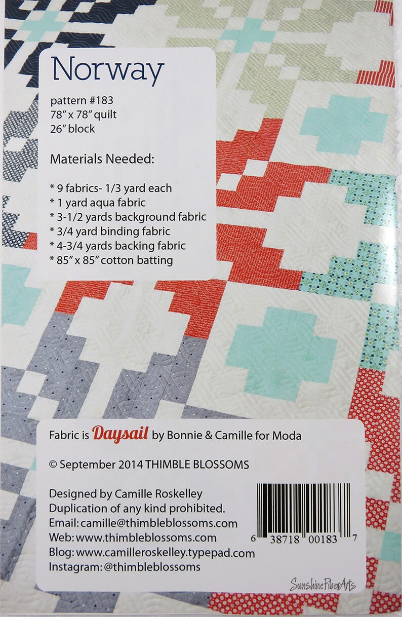 Norway Quilt Pattern Camille Roskelley Thimble Blossoms Etsy