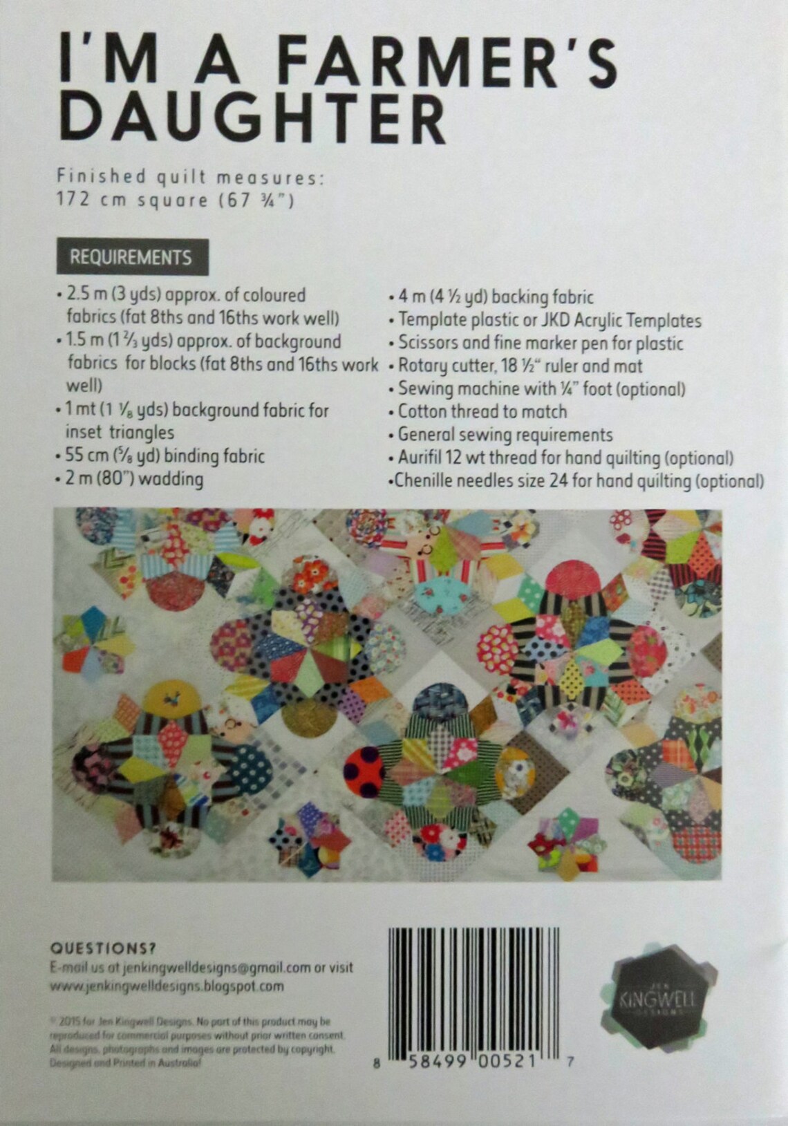 I'm a Farmer's Daughter Quilt Pattern - Jen Kingwell Designs - JKD 5217 ...