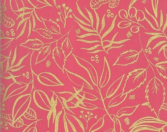 SALE!! 1/2 Yard - Moody Bloom Metallic - Fuchsia - Create Joy Project - Laura Muir - Moda - Fabric Yardage - 8449 13M