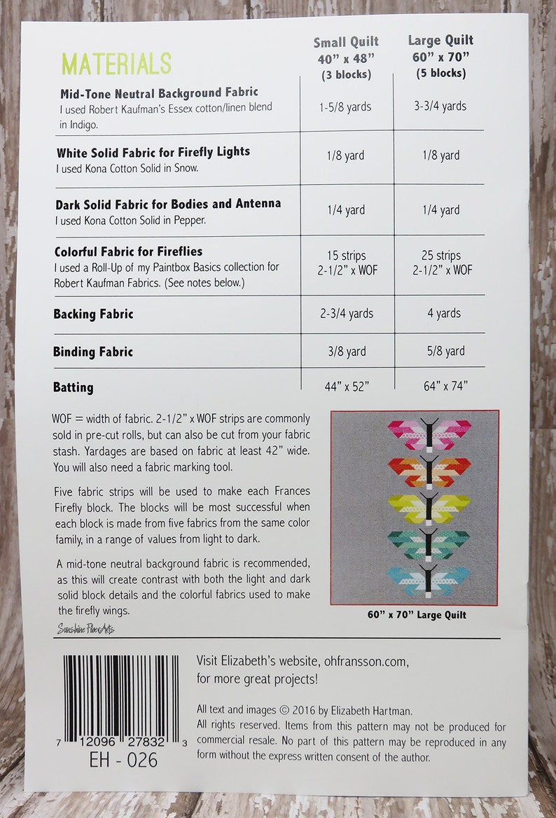 Paintbox Basics Frances Firefly Quilt Kit KITP-1687-6 Elizabeth Hartman Robert Kaufman