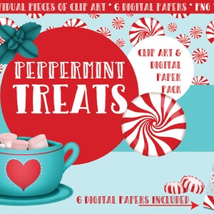 Peppermint Computer Paper Peppermint Treats Clip Art & Digital Paper Pack - Scrapbooking ...
