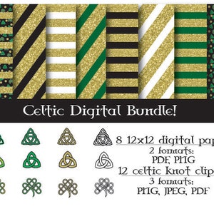 Celtic Knot Clipart and Digital Paper Pack