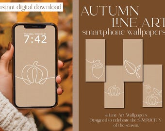 Autumn Line Art and Linen Smartphone Wallpapers