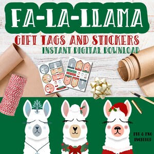 Fa-La-Llama Gift Tags & Stickers - Téléchargement instantané - Imprimable