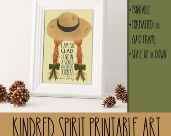 Kindred Spirit Watercolor Art - Anne of Green Gables - Instant Download - Printable