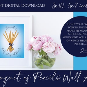 Bouquet of Newly Sharpened Pencils Art - Back to School - Teacher Gift - Instant Download - Printable