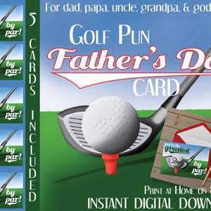 Cartão de Dia dos Pais Golf Pun Dad Joke - Download digital instantâneo - Para pais e figuras paternas