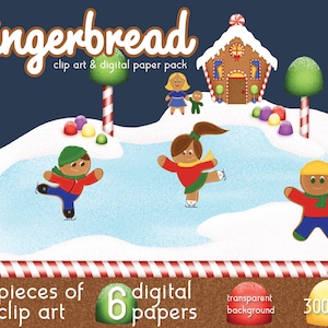 Gingerbread Friends Clip Art & Digital Paper Pack - Scene Building - Scrapbooks - Invitations - Posters - Flyers - Artwork