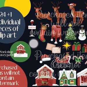 Santa's Village Clip Art &amp; Digital Paper Pack - Scene Building ...