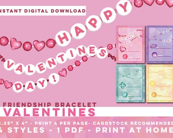 Friendship Bracelet Valentines - Instant Digital Download - Printable