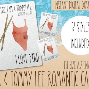 Pam und Tommy Lee Romantisches Kartenset - 3 Stile - Größe A2 - Sofortiger digitaler Download
