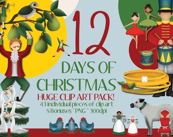 12 Days of Christmas - GIANT Clip Art Pack with Bonuses!