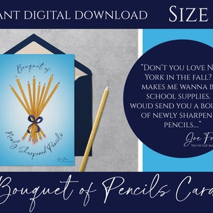 Bouquet of Newly Sharpened Pencils Card - Back to School - Teacher Card - Instant Download - Printable