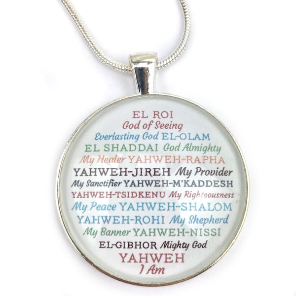 Names of GOD Pendant Necklaces - Christian Jewelry - YHWH, Yahweh-Rapha, El Shaddai, Yahweh-Jireh, Mighty God, Hebrew Religious Jewelry