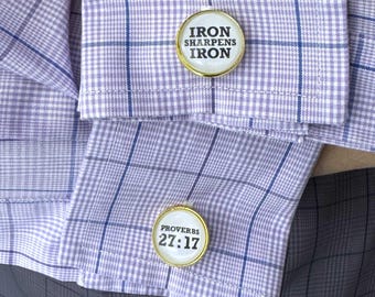 Scripture Cufflink Set, Gold or Silver